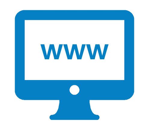 icon of computer screen with www