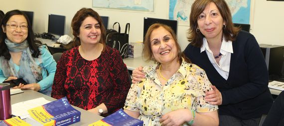 teacher and students during an English class
