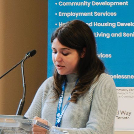 woman public speaking