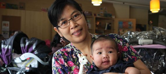 new mother holding baby