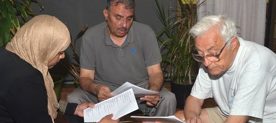man and woman talking during a conversation circle